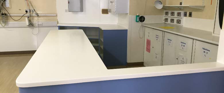 Healthcare HTM Compliant Worksurface