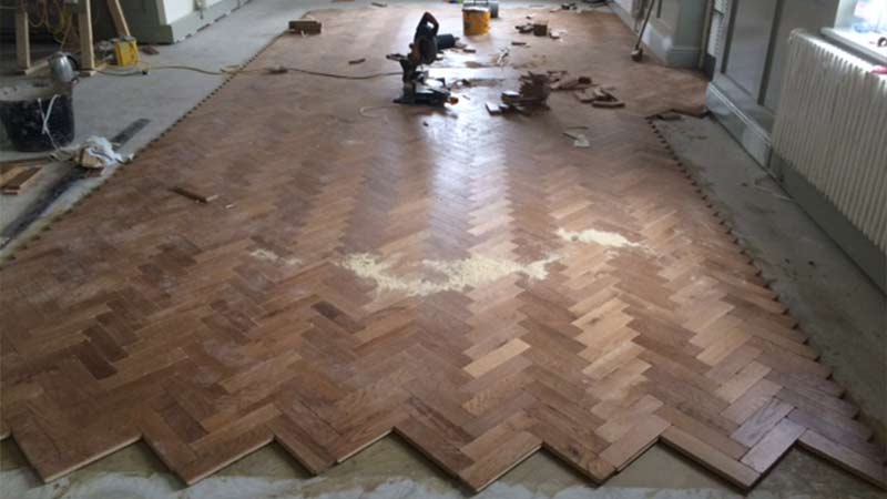 parquet flooring laid throughout the hotel